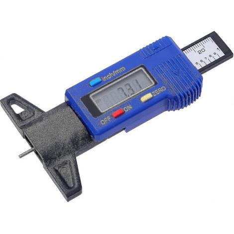 Jauge de mesure de profondeur de pneu électronique numérique en fibre de carbone (1 pièce, bleue) (1/4)