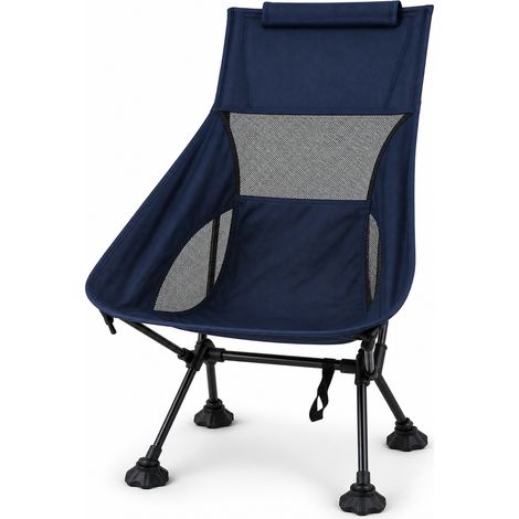 Chaise pliante outdoor grand pied respirante bleu marine grand format (1/5)