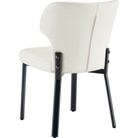 Set di 2 sedie da pranzo in ecopelle PU beige con struttura in metallo nero (1/5)