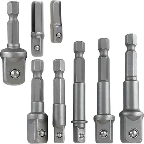 Ensemble de 8 adaptateurs et convertisseurs pour douilles à impact – Adaptateur hexagonal pour perceuses sans fil et clés à chocs avec porte-douilles (1/5)