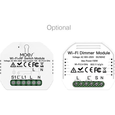 Zoternen 90–250 V WLAN-Dimmmodul, intelligenter Lichtschalter, Zwei-Wege-Sprachsteuerung, App, Remote-Timer, Mini-Design (1/5)