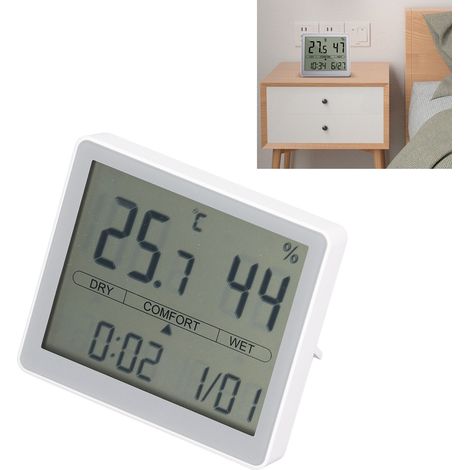 Elektronisches Thermometer mit großem Bildschirm, Innenuhr, hochpräzises digitales Thermometer und Hygrometer (0,3 mm). (1/5)