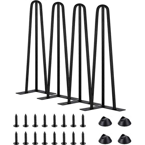 Pieds de meuble réglables/pieds de table en épingle à cheveux, ensemble de 4 pieds de 40 cm (16 pouces), pieds de table robustes en métal, pieds de table en métal à monter soi-même, style industriel n (1/5)