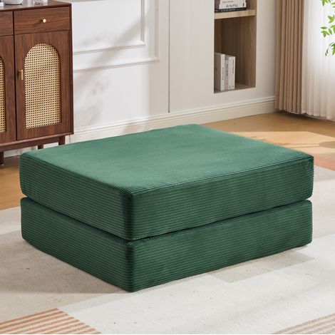 Pouf pieghevole convertibile in letto singolo, corduroy verde smeraldo, 109 x 95 x 43 cm, REDOM (1/5)