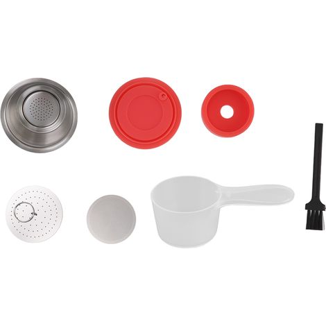 Haofy Wiederverwendbare Kaffeekapseln aus Edelstahl 304 für Maschinen – Nachfüllbarer Kaffeefilterbecher mit Pulverdeckel, gleichmäßiges Extraktionsdesign fürs Büro (rot).
