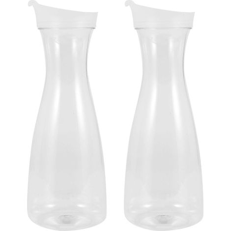 Set aus 2 x 1-Liter-Wasserflaschen aus Kunststoff mit weißen Klappdeckeln – lebensmittelecht, recycelbar und bruchsicher – Saftbehälter (1/5)