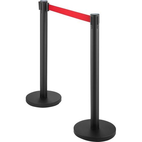 Poteau de guidage noir - Lot de 6 pièces - Ceinture rétractable 2 m - Connexion à 4 voies (1/5)