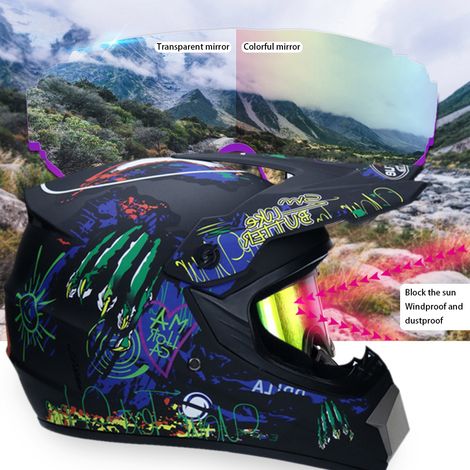 Professioneller Motocross-Helm für Kinder und Erwachsene, inklusive Brille, Handschuhen und Gesichtsschutz (1/5)
