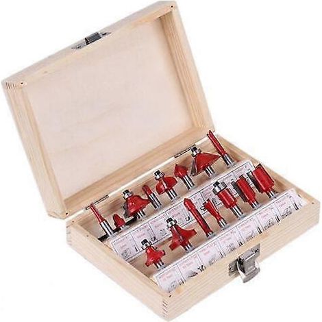 Ensemble de 15 fraises à défoncer, queue de 6,35 mm (1/4"), pointe en carbure de tungstène, outil de fraisage rotatif pour bois, avec coffret de 15 fraises.