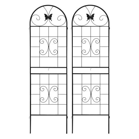 Grille de Support pour Plantes Grimpantes en Métal Lot de 2 Tuteur pour Plante en Pot Intérieur Extérieur Clôture Décorative Jardin Fleurs Légumes Noir 40x120cm