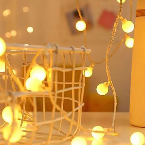 Weihnachtsbaumbeleuchtung mit 10 LEDs, 1,5 m lang, batteriebetrieben, warmweißes, dauerhaftes Licht, für Gartenpartys und Camping (1/5)