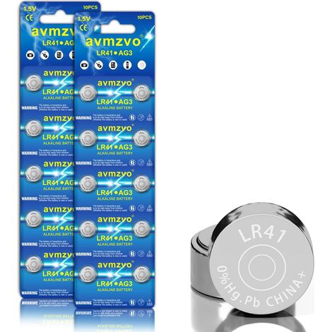 Lot de 20 piles bouton alcalines LR41 1,5 V 392A/192/LR736 (1/5)