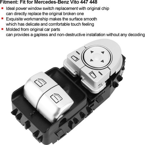 Interrupteur de Commande de Vitre Électrique Avant A2059056911 Convient pour Mercedes‑Benz Vito 447 448 (1/4)