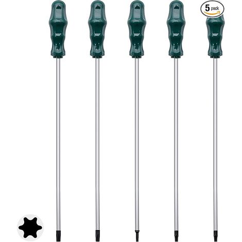 [5 pièces] Tournevis hexagonal allongé à six têtes, longueur 400 mm, pour vis T15/T20/T25/T27/T30 (1/4)