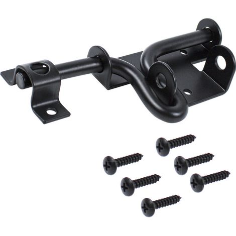 Lot de 2 loquets de portail à boulon coulissant pour clôture en bois, matériel de verrouillage de portail à boulon coulissant noir robuste avec trou de cadenas, loquet de porte (1/5)