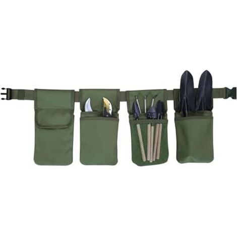 CSPARCV Gartenwerkzeug-Gürteltasche mit 4 Taschen, wasserdichten Hüfttaschen für Werkzeuge, Hüftschürze, Hängetasche für Gärtner (nur Werkzeugtasche) (1/4)