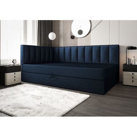 Lit Boxspring Adalle Vii - Bleu - 120x200 Cm - Lit Individuel - Lit Boxspring - Matelas À Ressorts Bonnell (1/5)