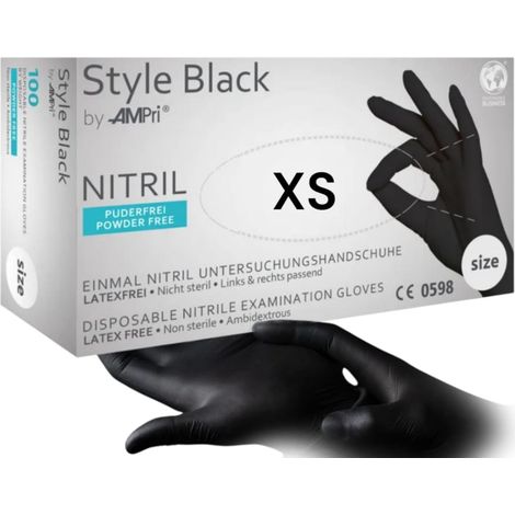 Guantes de nitrilo negros STYLE black ampri 100 unidades - Talla XS (1/4)