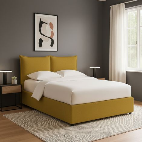 Letto Singolo Chatteris, Sfoderabile, Contenitore Made in Italy, Giallo Ocra (1/5)
