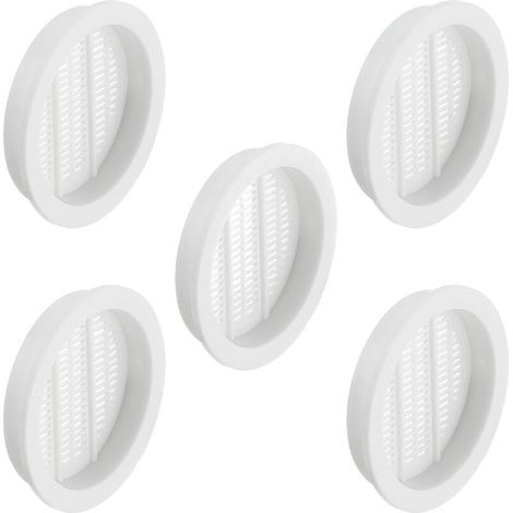5x Grille de ventilation aération ronde en plastique diamètre encastrement 44mm hauteur 7mm Cache Protection Plafond Mur Menuiserie, blanc (1/3)