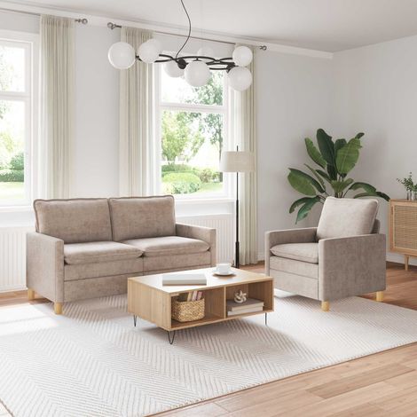 vidaXL Sofa Set 2 pcs Beige Polyester (1/5)