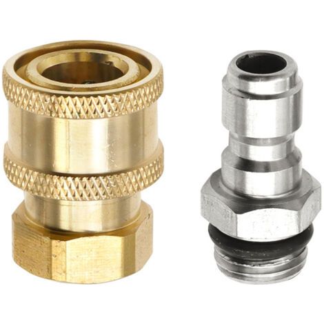 2pcs Adaptateurs de Nettoyeur Haute Pression 1/4" Connecteur Rapide vers Raccords Filetés M14 Raccord en Laiton Kit de Déconnexion pour Pompe de Tuyau Lance de Pulvérisation (1/4)