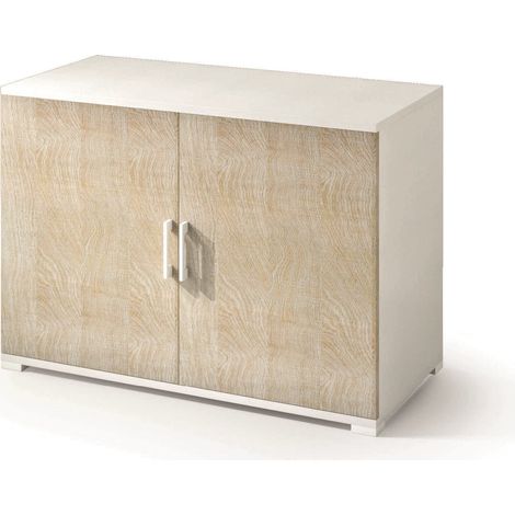 Schrank mit Doppeltür und einem weißen Regal mit Türen aus Eichenholz (1/2)