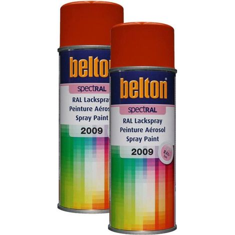 2 bombes de peinture Belton Spectral RAL2009 Orange signalisation 400ml