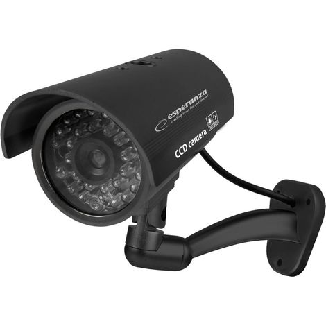 Attrappe Kamera - ESPERANZA - SPECTRE - Schwarz - Rotes Blink-LED - Sicherheitsabschreckung