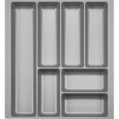 ORGA-BOX 2 Besteckeinsatz Tiefe 462 mm für Nobilia Küchen Canvas-Struktur silbergrau Schubladeneinsatz Breite 409 mm für Schubladen 500 mm (1/5)