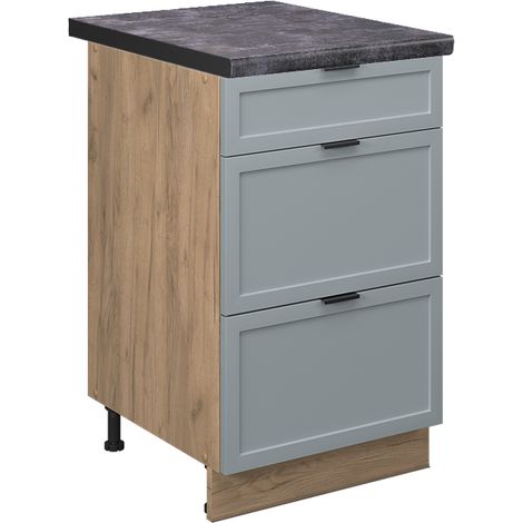 Mobiletto base per cucina Fame-Line, Blu-grigio chiaro, 50 cm , PL Antracite, Vicco