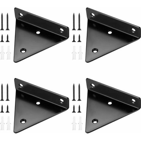 4 Pièces Supports d\'étagère Flottants, Supports à Tablettes Muraux Triangulaires Invisibles, Equerre Etagere Murale Métal pour étagère (1/5)