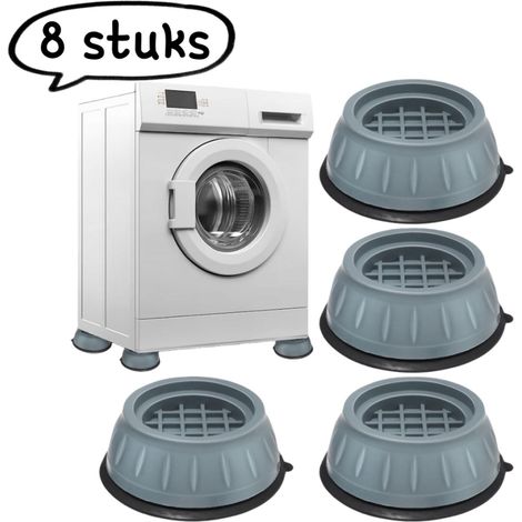 Lot de 8 repose pieds anti vibrations pour lave linge avec réduction du bruit et protection contre les chocs gris (1/5)