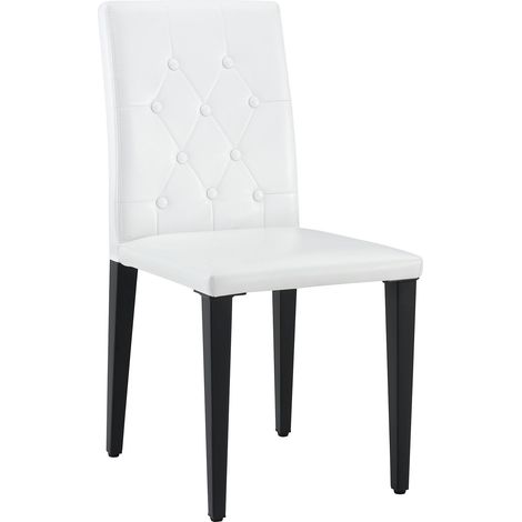 Lot de 4 chaises de salle à manger en PU blanc avec pieds métalliques noirs mats (1/5)