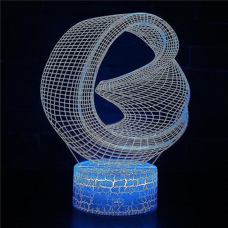 Lampe de chevet LED à illusion d'optique 3D, 7 couleurs, tactile, style Art Déco, pour chambre d'enfant. (1/5)