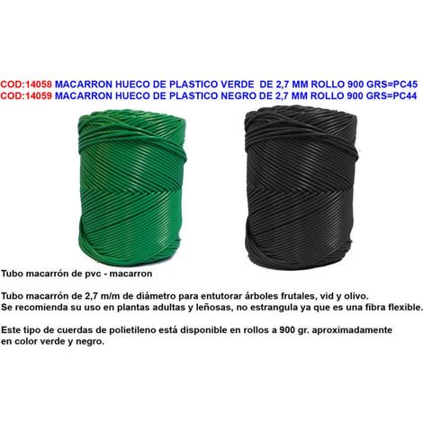 Macarrón hueco de plástico negro 2,7mm rollo 900 g SPC44