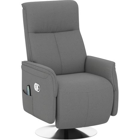 Fauteuil relax massant fauteuil de relaxation inclinable pivotant dossier et repose-pieds réglable 68,5x77x117cm gris (1/5)