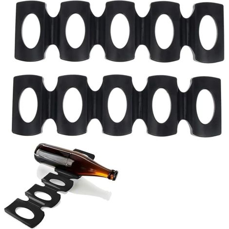 Bardusch-Lot de 2 porte-bouteilles réfrigérateur pliables - silicone antidérapant - pour armoire/cuisine, noir (1/5)