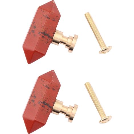 Poignées de meubles, lot 2 boutons en laiton avec améthyste (1/5)