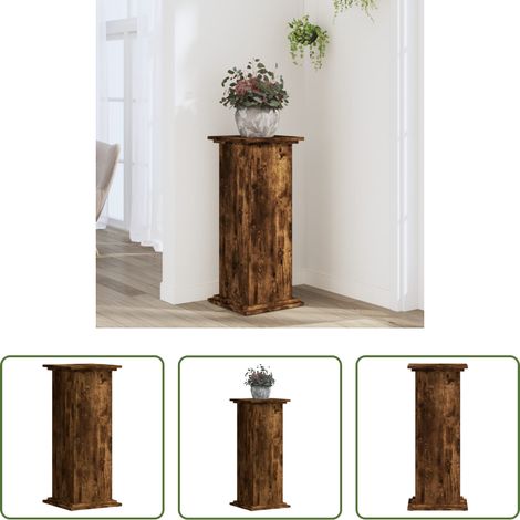 Support pour plantes -  Support pour plantes chêne fumé 33x33x80 cm bois d'ingénierie (1/5)