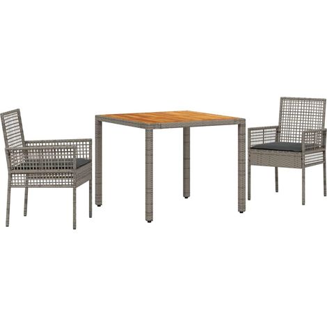 Maison Exclusive - Garten Essgruppe 3 pcs Grau Poly-Rattan