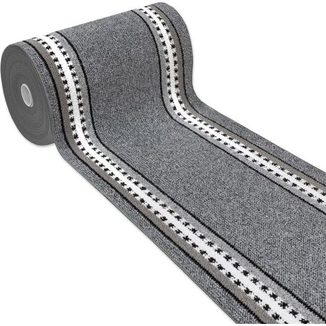 Tapis de Cuisine Moderne Au Mètre H57 Coureur Bordé Absorbant Antidérapant Lavable - Gris (1/4)