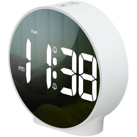 Petit réveil digital, LED de voyage avec double alarme, fonction snooze, affichage jour ajustable, 12/24h (1/5)