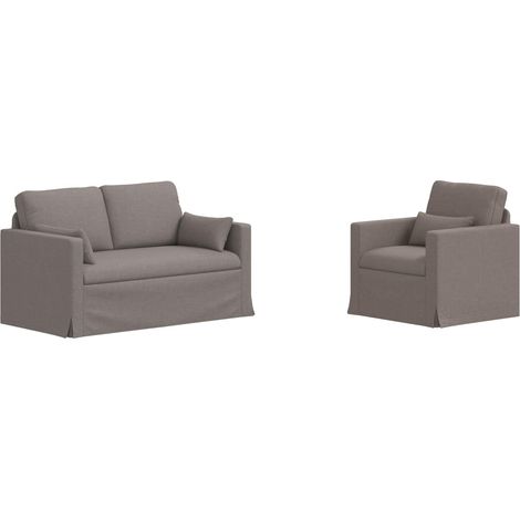 Ensemble de Canapés 2 pcs  Salon de jardin Taupe 139 x 78 x 80 cm tissu