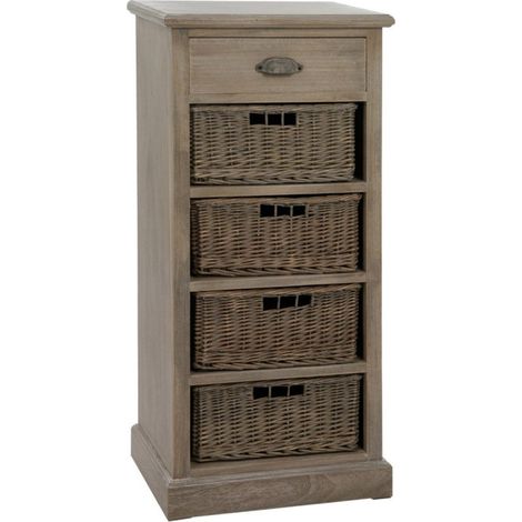 Commode 4 Paniers & 1 Tiroir "Catherine" 107cm Naturel