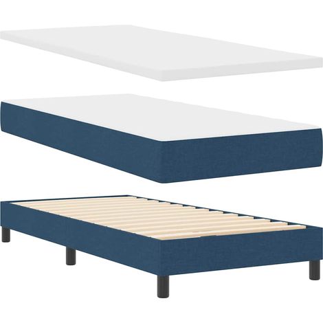 Box Spring Bed with Cushion Blue 90 x 190 cm Fabric vidaXL (1/5)