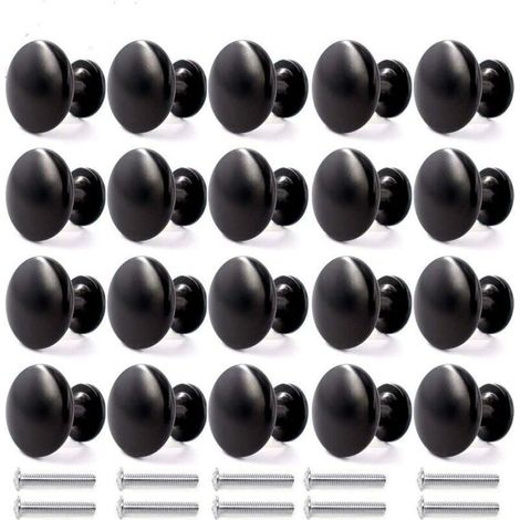 royaluxe -20PCS Boutons de Porte Boutons de Tiroir 30mm Poignées Vintage Armoires de Cuisine Placard Meubles Boutons (Noir) (1/5)