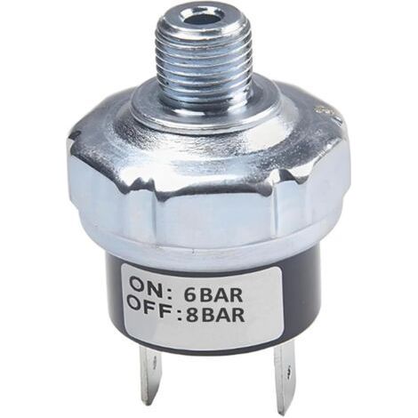 Interrupteur de Pression pour Compresseurs d'air 6-8 Bar Pressostat de Compresseur Air 1/8\" NPT Pressostats de Commande Valve Pompe Automatique DC 12V 24V AC 110V 220V (1/5)