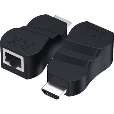 Adaptateur HDMI vers Ethernet (RJ45) - Connecteur adaptateur Internet avec rallonge HDMI - Portée jusqu'à 30 mètres - Noir (1/5)