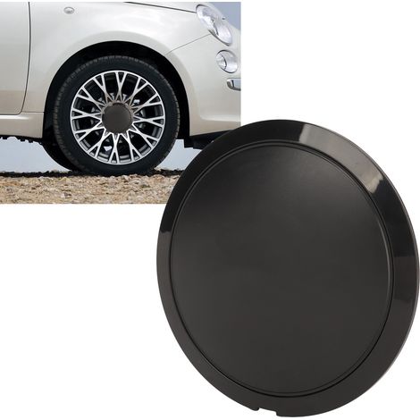 (À vendre avec la référence : 161623004921) Cache-moyeu de roue, fond noir, inscription blanche 51884863, compatible avec FIAT 500 (à partir de 2007) (1/5)
